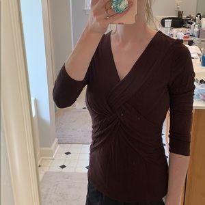 Cable & Gauge 3/4 sleeve brown top